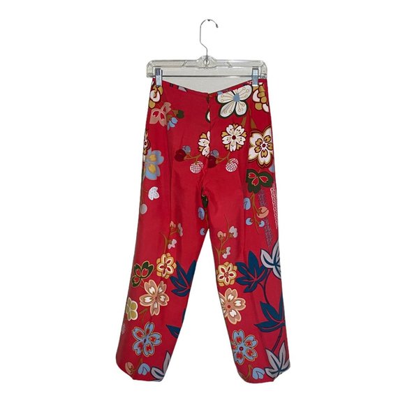 Boston Proper Floral Print Silk Cropped Pants - Picture 2 of 3